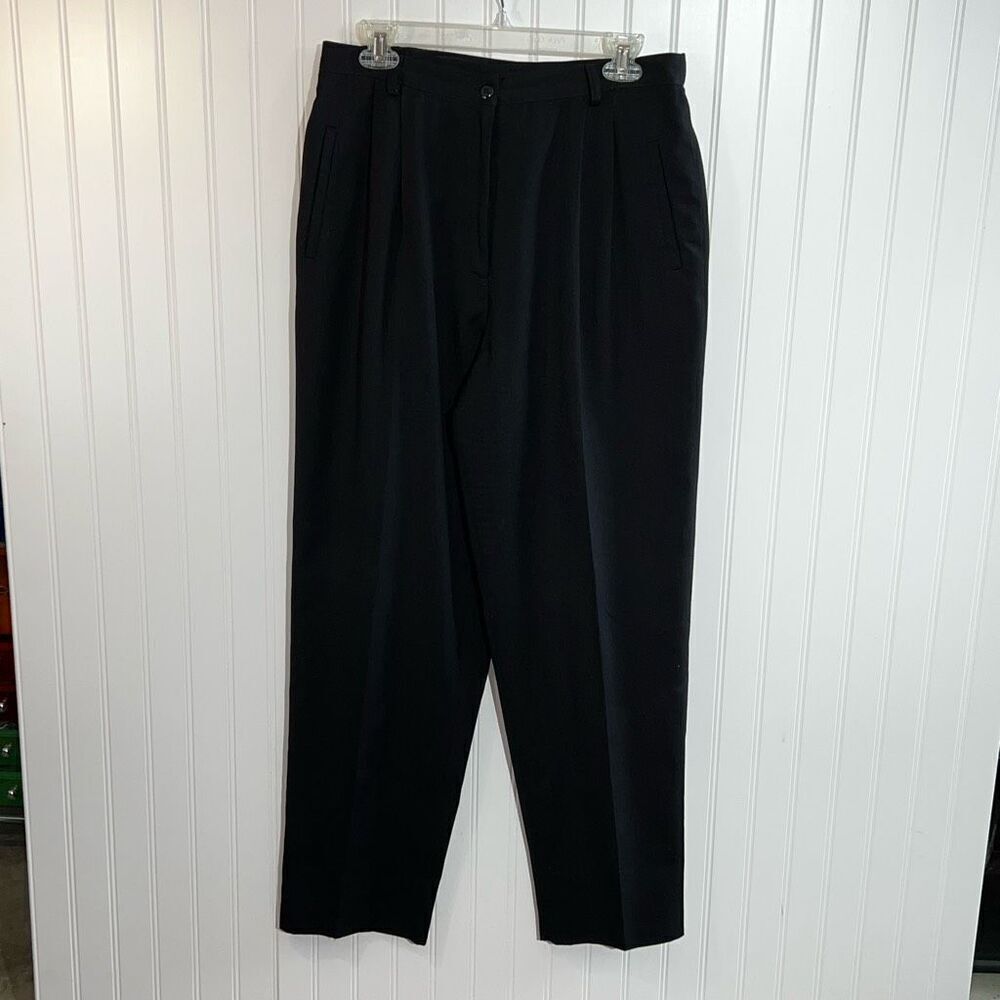 Vintage Russ Classic Pleated Front Pants Women’s 14 Black Lined Office Dress